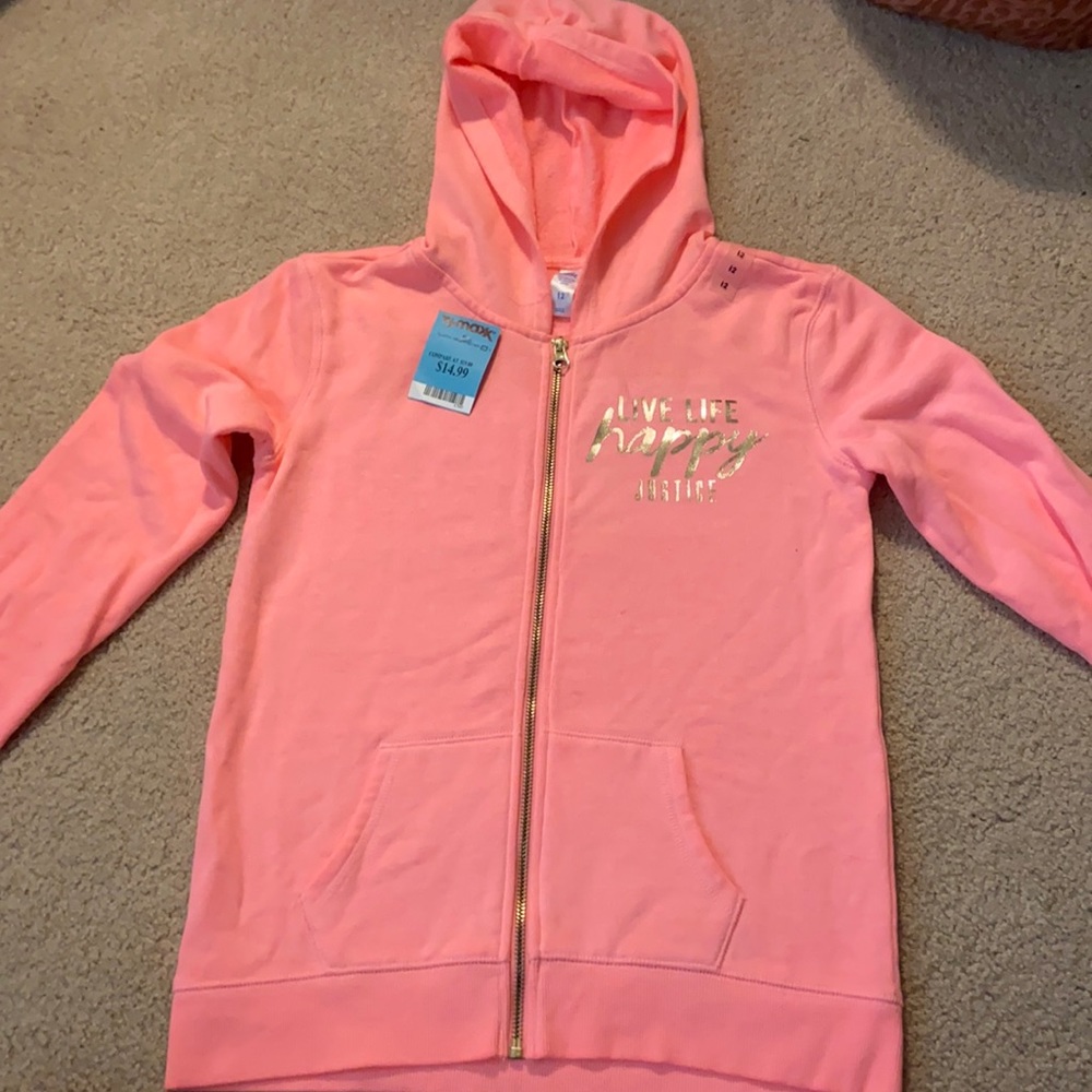 Peach Justice Zip Up Sweatshirt